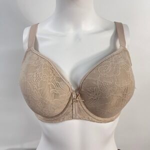Wacoal 853201 Bra 36DDD Beige Lace Molded Cup Full Coverage Underwire Nude